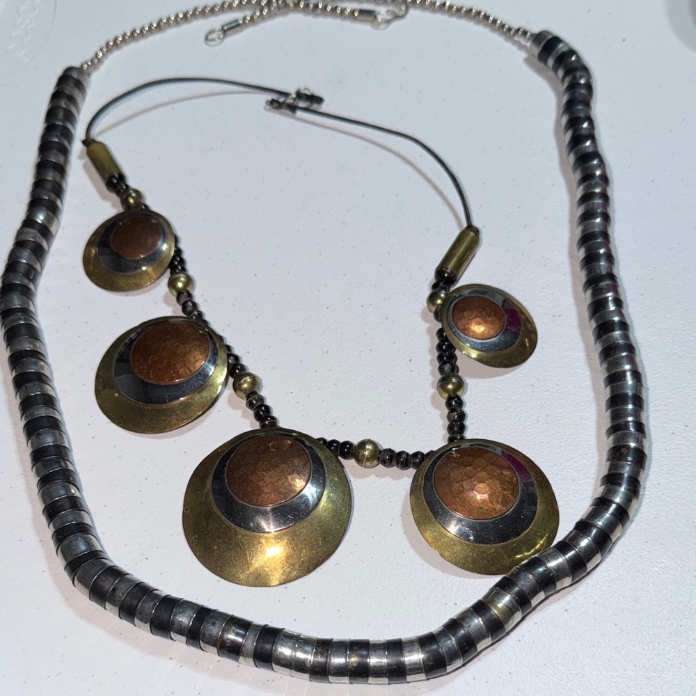 Two Extraordinary Boho Mixed Metal Necklaces (2)